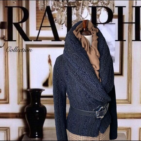 Ralph Lauren 2012 Collection Black Cashmere Blend Chenille Shawl Collar Cardigan - Picture 3 of 16